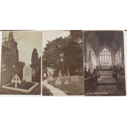 263 - Eleven black and white photographic postcards including Maidstone Bridge, Church Street Rotherfield,... 
