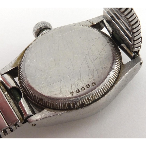 1069 - Military interest Rolex Oyster Marconi wristwatch, numbered 76055 to the reverse, 3.2cm in diameter ... 