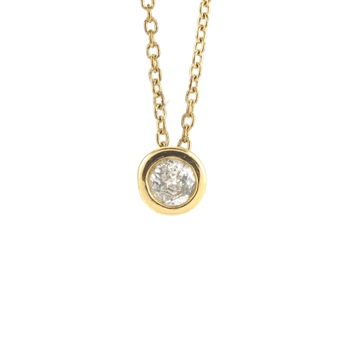 1010 - 9ct gold diamond solitaire pendant on a 9ct gold necklace, approximate weight 1.5g