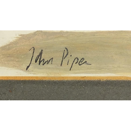 1408 - Abstract composition, coastal scene, mixed media onto card, bearing a signature John Piper, mounted ... 