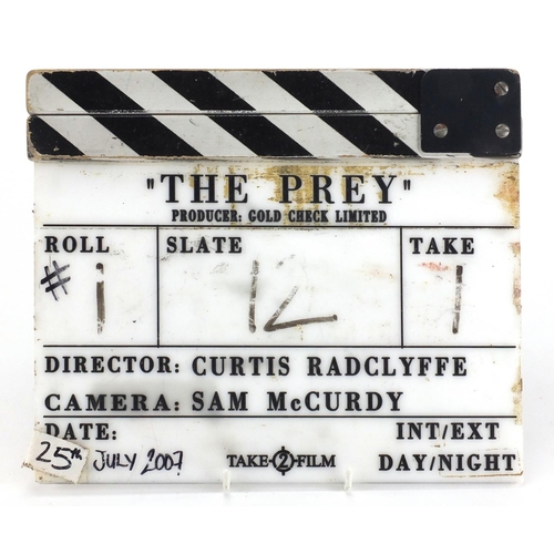 246 - Wooden and Perspex directors clapper board from The Prey, Take Two films, 28cm wide