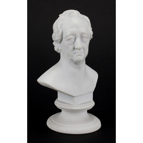 718 - Meissen Parian bust of Goethe, crossword mark and numbered 46 to the base, 12cm high