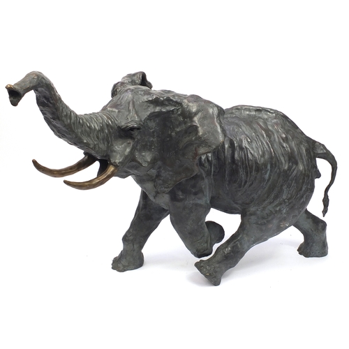 19 - José-Maria David 1944-2015, large floor standing bronze Elephant, signed, numbered 1/8 and with Chap... 