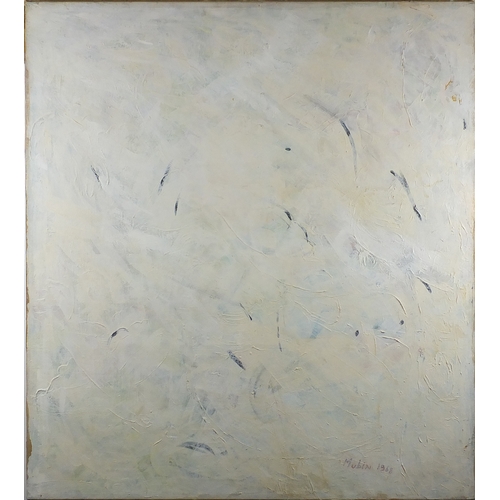 1154 - Abstract composition, Tuval Üzeri Yagliboya, oil onto canvas, bearing a signature Mubin 1968, label ... 