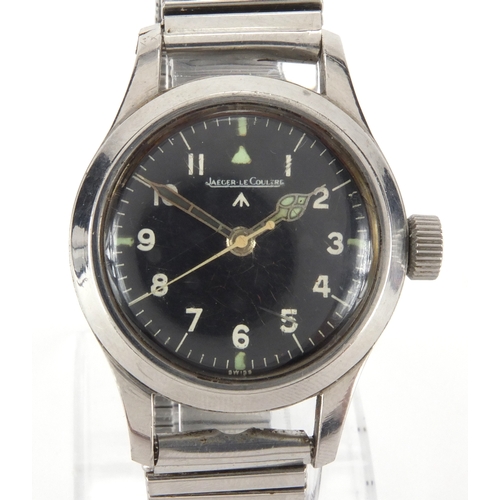 1064 - Jaeger Le-Coultre MKII RAF pilots navigator stainless steel wristwatch, the black dial have having A... 
