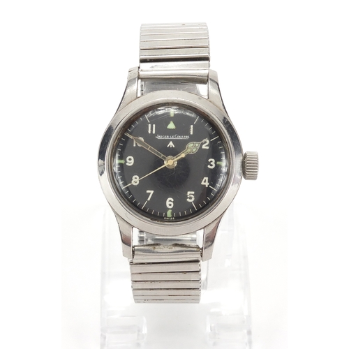 1064 - Jaeger Le-Coultre MKII RAF pilots navigator stainless steel wristwatch, the black dial have having A... 