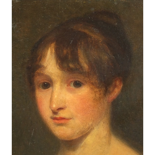 1153 - Richard Collins - Portrait of a young female, Early 19th century oil onto wood panel, inscribed '180... 