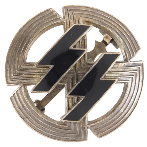 344b - German Third Reich SS sports award badge, impressed RZ to the reverse
