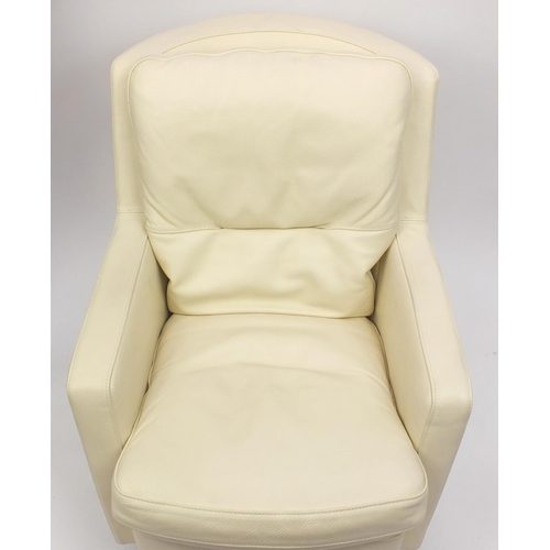 2009 - Michael Tyler cream leather swiveling arm chair, 80cm high