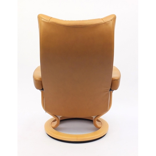 2004 - Ekornes tan leather stressless arm chair, 105cm high