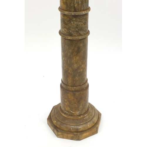 2043 - Alabaster column pedestal plant stand with octagonal base, 102cm high