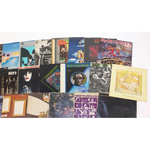 2763 - Rock vinyl LP's including Genesis, Deep Purple, Kiss, Led Zepplin, Iron Maiden and Golden Earring