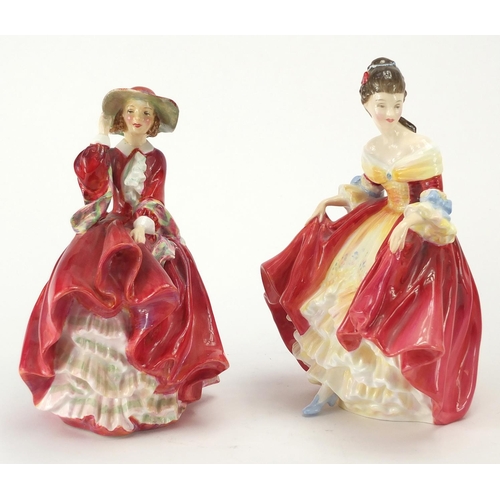 2367 - Four collectable figurines, Wedgwood Lily, Royal Doulton, Top of the Hill HN 1834, Southern Belle HN... 