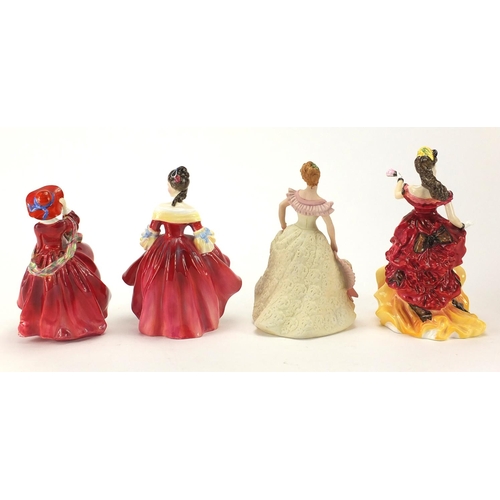 2367 - Four collectable figurines, Wedgwood Lily, Royal Doulton, Top of the Hill HN 1834, Southern Belle HN... 