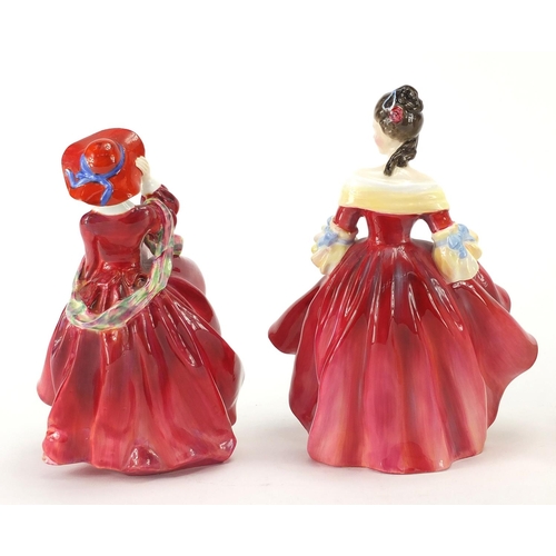 2367 - Four collectable figurines, Wedgwood Lily, Royal Doulton, Top of the Hill HN 1834, Southern Belle HN... 