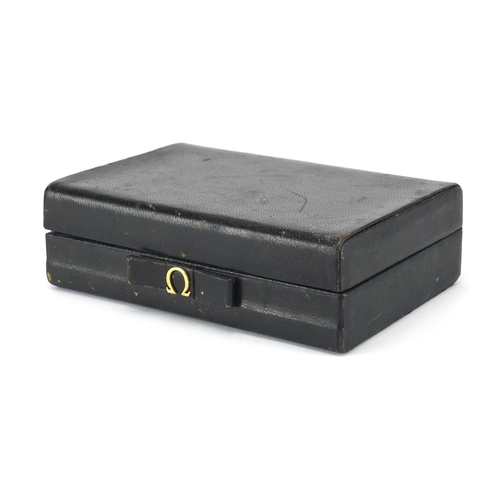 2675 - Vintage Omega leather bound watch box, 14.5cm wide