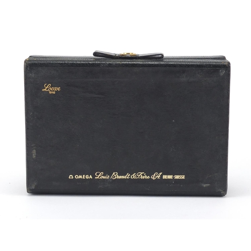 2675 - Vintage Omega leather bound watch box, 14.5cm wide