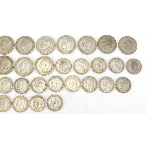 2500 - British pre-decimal pre 1947 two shillings and one shillings, approximate weight 302.0g