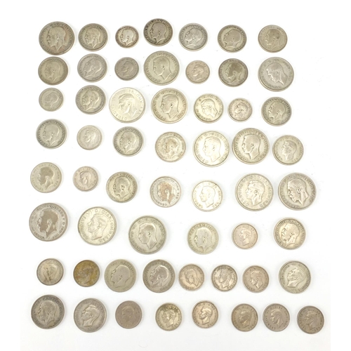 2493 - British pre-decimal pre 1947 coins including florins and shillings, approximate weight 320.0g