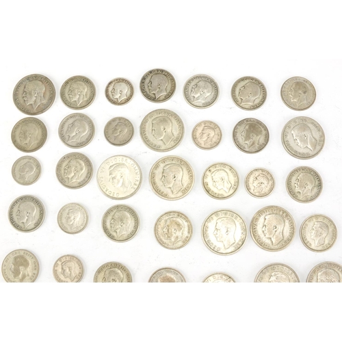 2493 - British pre-decimal pre 1947 coins including florins and shillings, approximate weight 320.0g