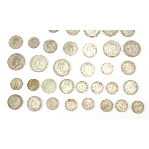 2493 - British pre-decimal pre 1947 coins including florins and shillings, approximate weight 320.0g