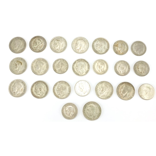 2495 - British pre-decimal pre 1947 half crowns and two shillings, approximate weight 295.0g