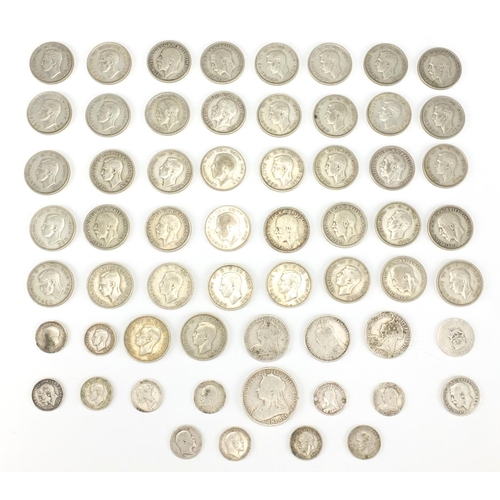 2509 - Victorian and later British coins including shillings, approximate weight 275.0g