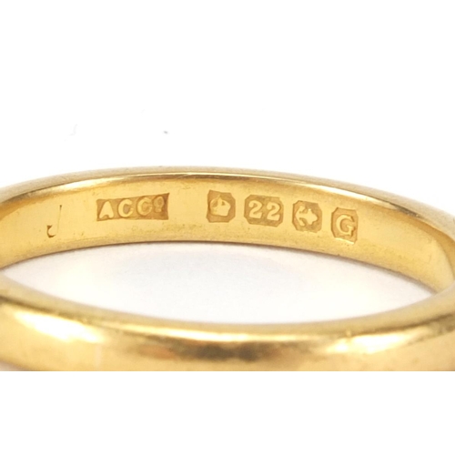 2523 - 22ct gold weeding band, size Q, approximate weight 5.3g