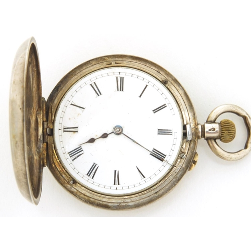 2655 - Silver ladies half hunter pocket watch, 3.4cm in diameter, approximate weight 38.0g