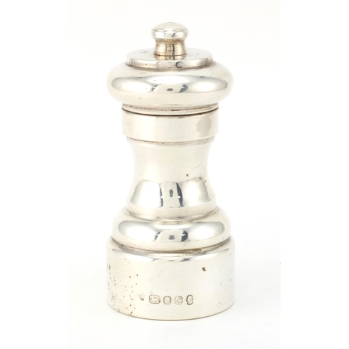 2416 - Silver pepper mill, D.M.S London 1977, 10.5cm high, approximate weight 153.4g