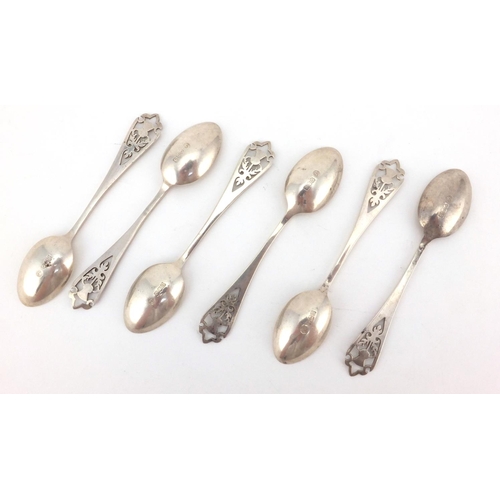 2440 - Set of six Scottish silver tea spoons with thistle terminals, F.H Edinburgh 1965, 11.5cm in length, ... 