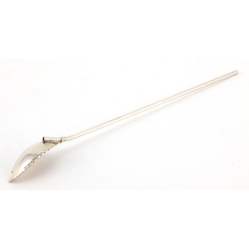 2415 - Tiffany & Co silver iced tea spoon straw with mint leaf bowl, 21cm in length, approximate weight 12.... 