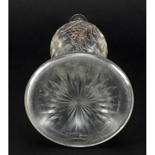 2417 - Victorian glass decanter with silver collar, the body engraved with fruiting vines, Birmingham 1899,... 