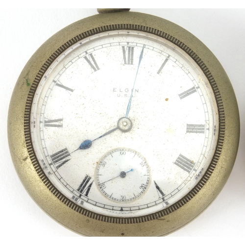 2649 - Gentleman's Elgin silver coloured metal pocket watch and a Thomas Russell & Son example