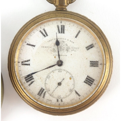 2649 - Gentleman's Elgin silver coloured metal pocket watch and a Thomas Russell & Son example