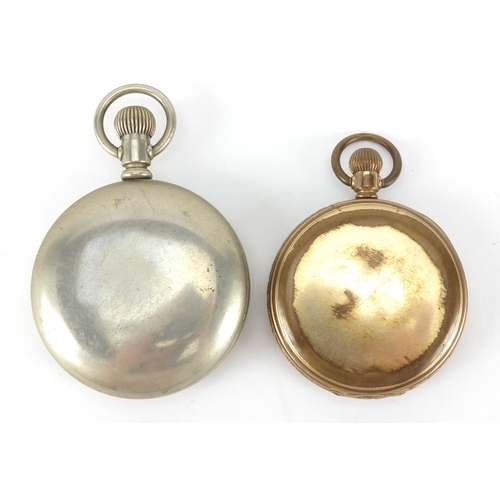 2649 - Gentleman's Elgin silver coloured metal pocket watch and a Thomas Russell & Son example