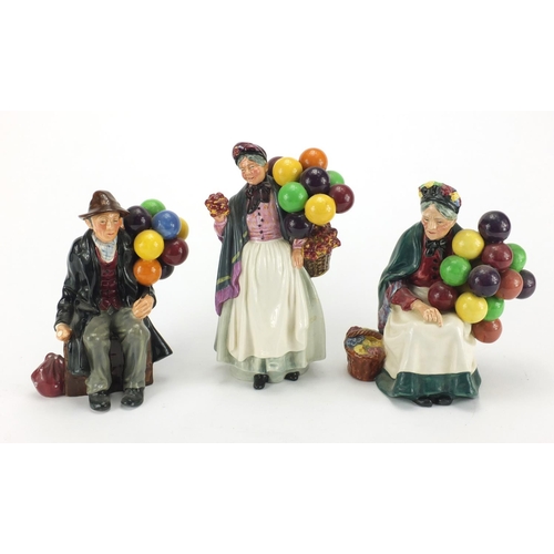 2366 - Three Royal Doulton figures, The Balloon Man HN 1954, Biddy Pennyfarthing HN 1843 and The Old Balloo... 