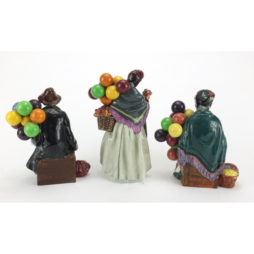 2366 - Three Royal Doulton figures, The Balloon Man HN 1954, Biddy Pennyfarthing HN 1843 and The Old Balloo... 