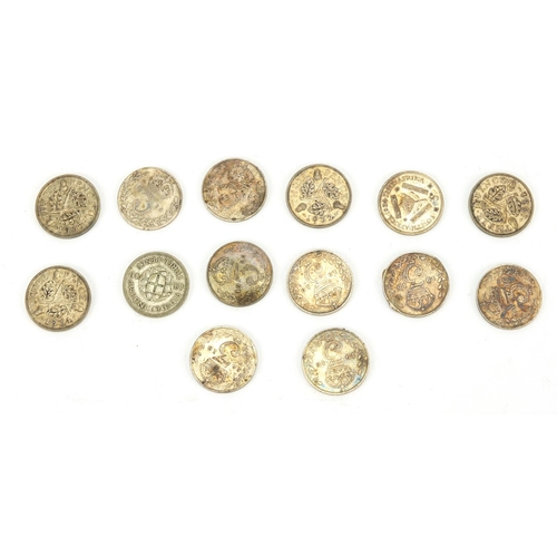 2512 - Large collection of threepenny bits some silver, approximate weight 179.0g