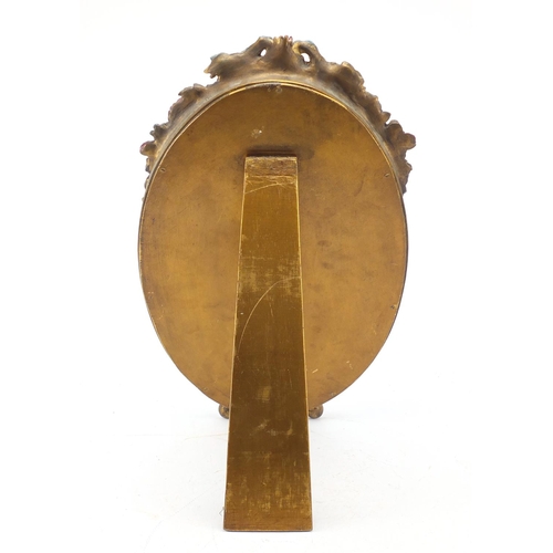 2052 - Large Barbola style easel mirror with bevelled glass, 58cm high x 34cm wide