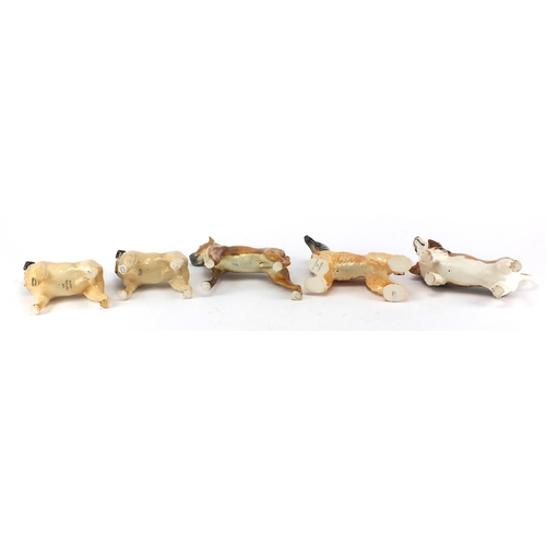 2369 - Five collectable dogs including two Beswick CH Cutmil Cupie and a Beswick Hajubah of Davlen, the lar... 