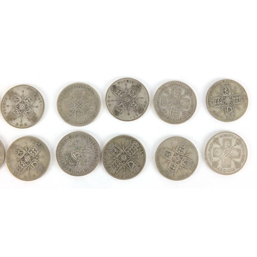 2479 - British pre-decimal pre 1947 coins including florins and six pence's, approximate weight 491.0g