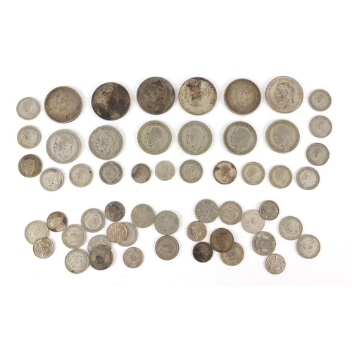 2480 - Mostly British pre-decimal pre 1947 coins including half crown and florins,  approximate weight 256.... 