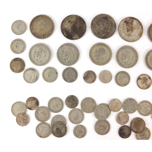 2480 - Mostly British pre-decimal pre 1947 coins including half crown and florins,  approximate weight 256.... 