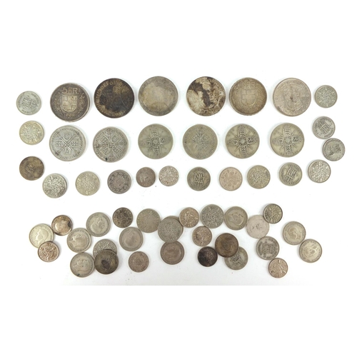 2480 - Mostly British pre-decimal pre 1947 coins including half crown and florins,  approximate weight 256.... 