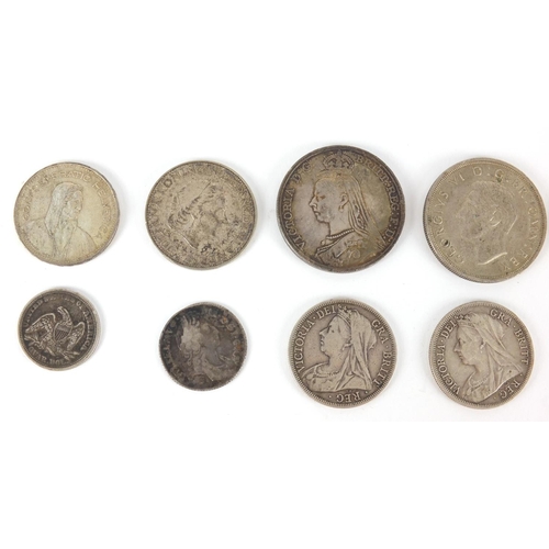 2496 - 17th century and later British and World coins mostly silver including an 1858 quarter dollar, 17th ... 