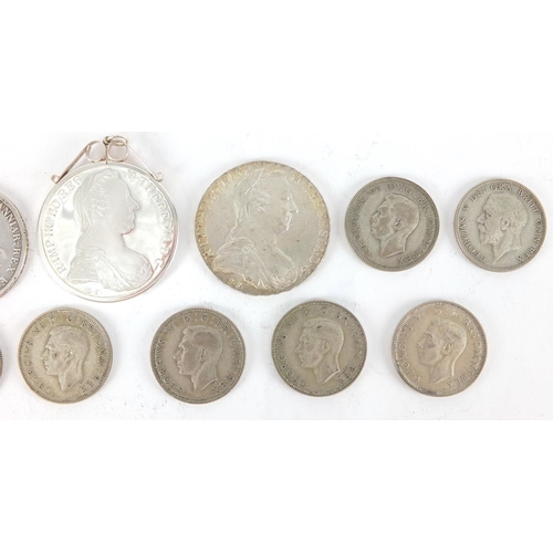 2501 - British and World coinage, some silver including an 1822 crown and a Maria Theresa Thaler, approxima... 