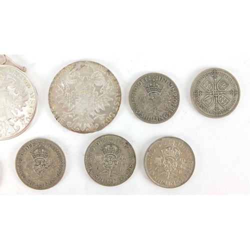 2501 - British and World coinage, some silver including an 1822 crown and a Maria Theresa Thaler, approxima... 