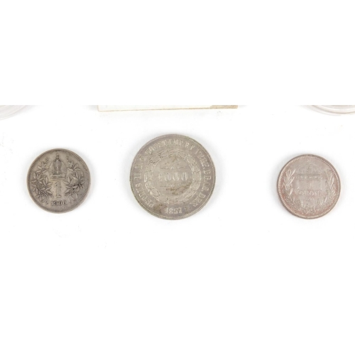 2472 - 19th century and later foreign coins mostly silver inclining an 1894 five Leva, 1931 five Lati, 1912... 