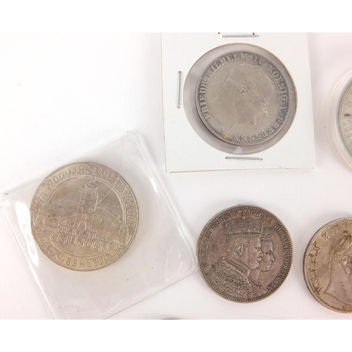 2475 - Nine 19th century and later continental coins mostly silver including an 1860 Prussian crown, 1973 t... 